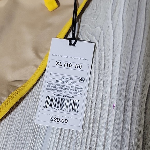 Shade & Shore Yellow Hipster Bikini Bottom, Ribbed, Tie Sides, Women's XL, NWT - Picture 4 of 6